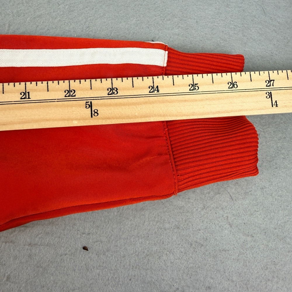 Adidas Red Orange Track Jacket with White Stripes - Picture 9 of 11